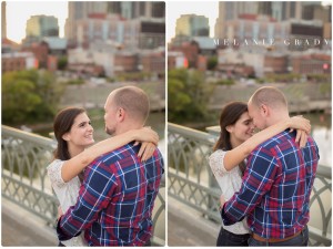 Melanie Grady wedding photography - Nashville engagement photography, Centennial Park, Pedestrian bridge, award winning Nashville wedding photographer, the best photographer in nashville, I Believe in Nashville sign, downtown skyline