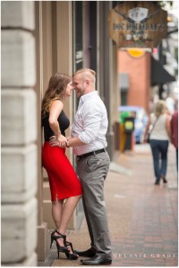 the best nashville engagement photographer, Melanie Grady nashville wedding photographer, downtown nashville engagement photography, she said yes, red skirt, red lips, red and black engagement session, rooftop bar
