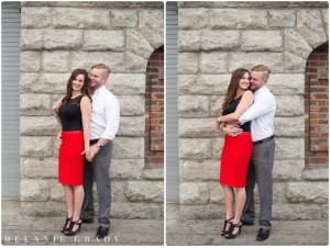 the best nashville engagement photographer, Melanie Grady nashville wedding photographer, downtown nashville engagement photography, she said yes, red skirt, red lips, red and black engagement session, rooftop bar