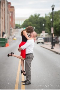 the best nashville engagement photographer, Melanie Grady nashville wedding photographer, downtown nashville engagement photography, she said yes, red skirt, red lips, red and black engagement session, rooftop bar
