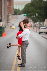 the best nashville engagement photographer, Melanie Grady nashville wedding photographer, downtown nashville engagement photography, she said yes, red skirt, red lips, red and black engagement session, rooftop bar