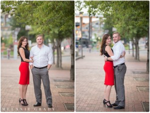 the best nashville engagement photographer, Melanie Grady nashville wedding photographer, downtown nashville engagement photography, she said yes, red skirt, red lips, red and black engagement session, rooftop bar