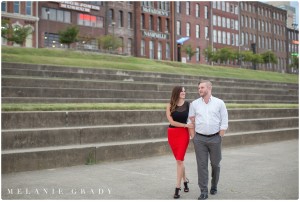 the best nashville engagement photographer, Melanie Grady nashville wedding photographer, downtown nashville engagement photography, she said yes, red skirt, red lips, red and black engagement session, rooftop bar