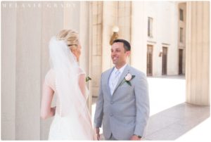 The Hermitage Hotel wedding, Nashville Wedding Photographer, Melanie Grady, The best wedding venue in Nashville, Timeless, elegant, southern weddings, luxury weddings, southern brides, The blue Veranda at The Hermitage Hotel, portraits at the war memorial in Nashville, best wedding photographer, pink, creams, burgundy, T Villager Designs, bride and groom portraits, high end wedding photography, historic hotel wedding, first look