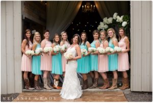 Best Nashville Wedding Photographer, Melanie Grady, Rustic Chic Wedding, Terian Farms Wedding, Lebanon, Tennessee, Farm wedding, barn wedding, southern wedding, cowboy boots, white hydrangeas, pink and blue bridesmaids, large wedding party, nashville engagement photographer, bride and groom portraits, cross plains wedding photographer, award winning wedding photographer in nashville