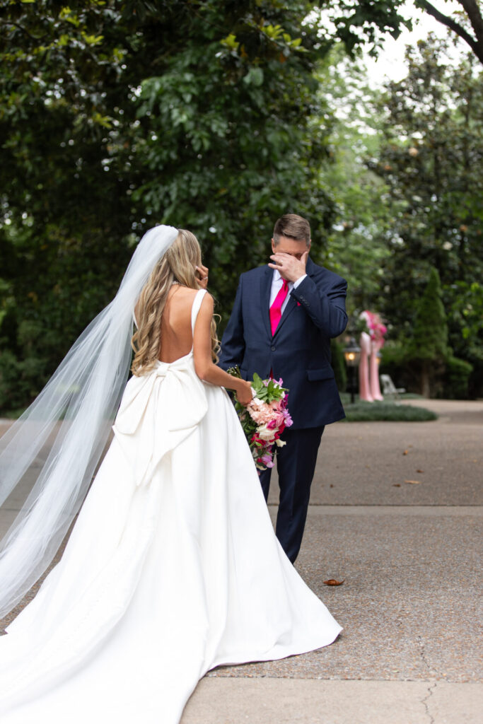 father of the bride crying seeing his little girl