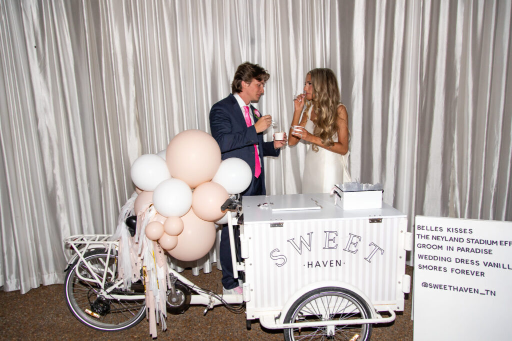 sweet haven ice cream cart at a wedding in nashville