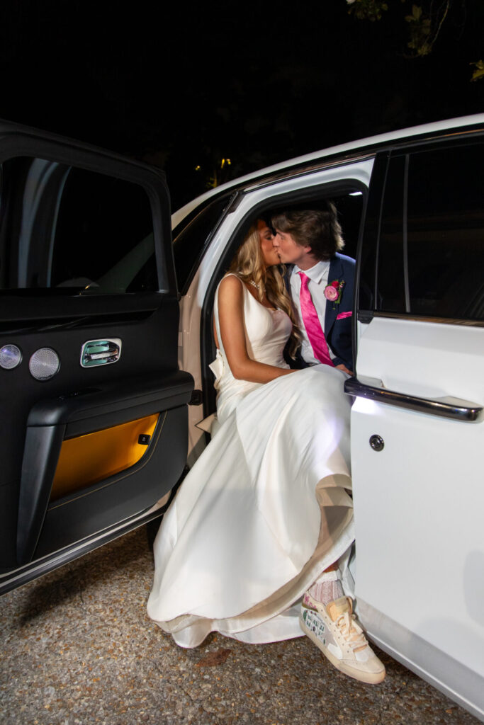 riverwood mansion wedding, nashville wedding photographers, white rolls royce getaway car